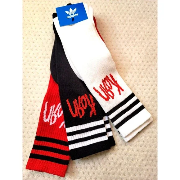 NWT Adidas KORN Crew Sock Set Of 3 Pairs 30th Anniversary, size SMALL